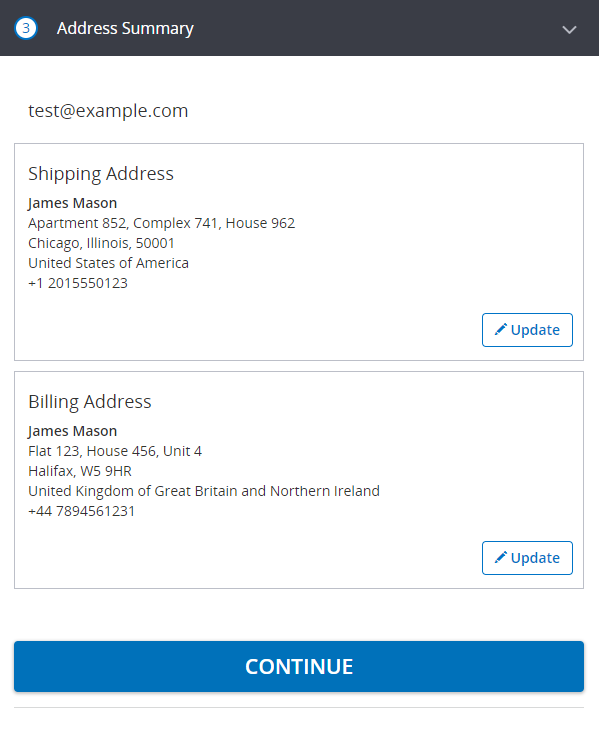 Address Summary Page for the HPP