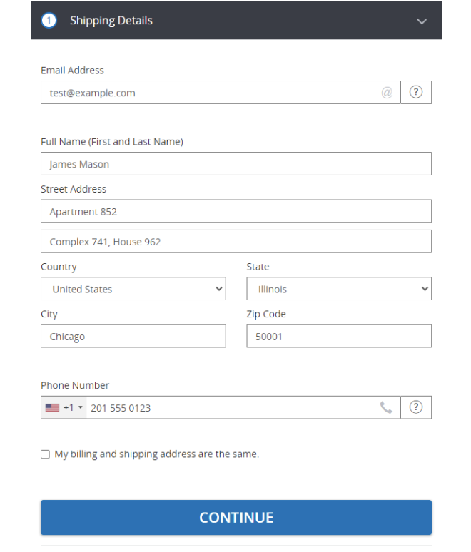 Shipping Address Form for the HPP