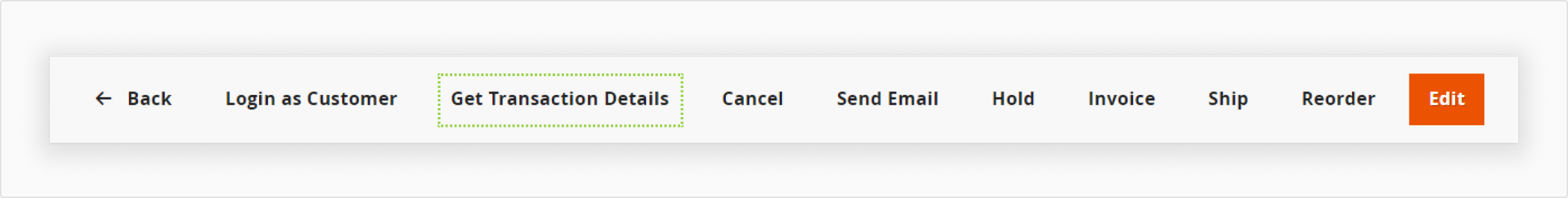 Transaction id number and Edit button