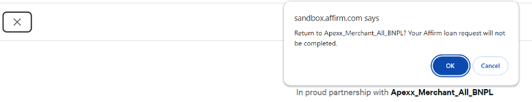Affirm confirmation message to cancel loan request