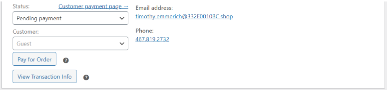 Transaction status page with View Transaction Info button