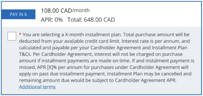 Confirmation checkbox with smaller text explaining the plan's terms and conditions.