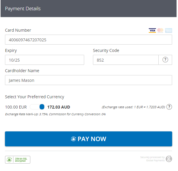 HPP Choice of Currency to Customer